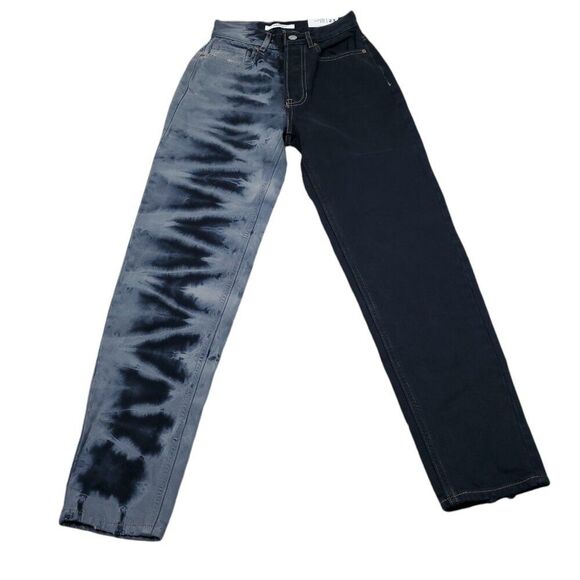Pacsun Ultra High Rise Slim Jeans Two Tone Tie Dye Black Eco Women's Size 23 - Picture 1 of 10